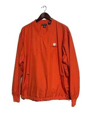 Antigua Clemson Orange V-Neck Pullover Windbreaker Jacket